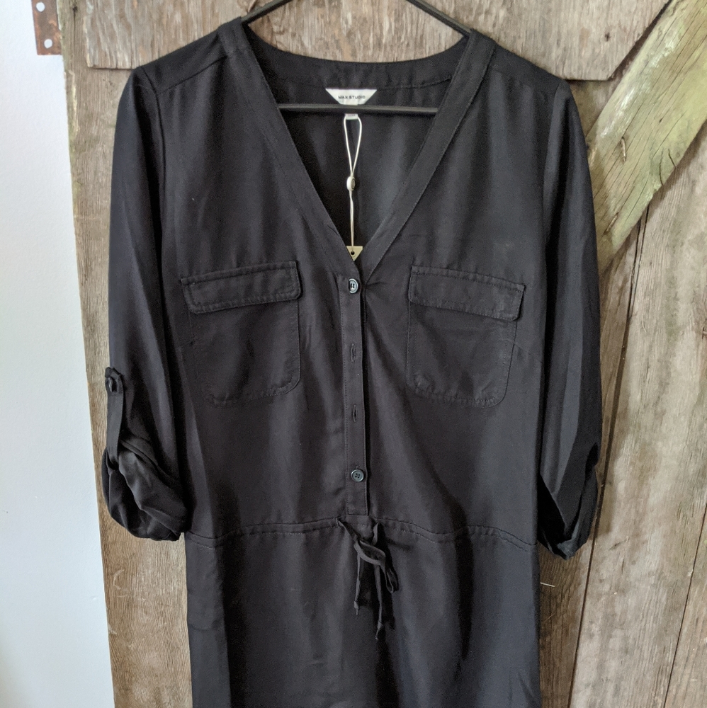 NWT Black Max Studio Tie Waist Dress